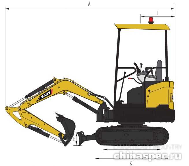Размеры мини-экскаватора SANY SY20C