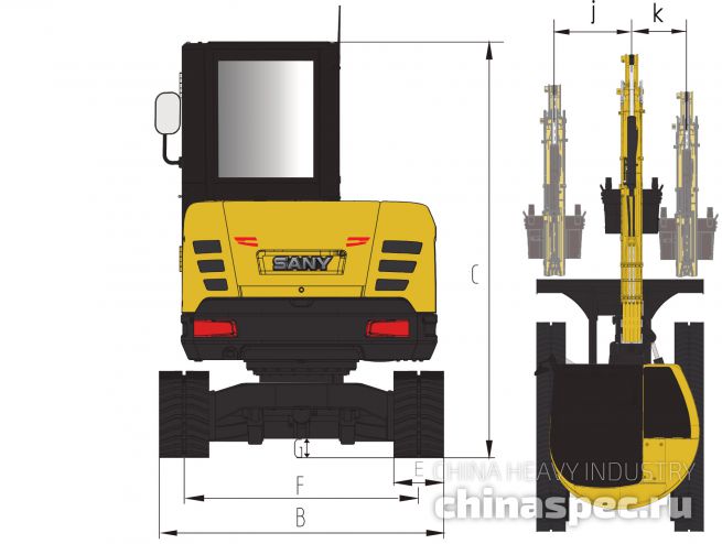 Размеры мини-экскаватора SANY SY35U