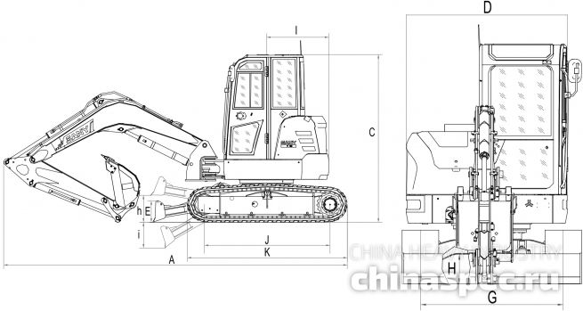 Размеры малогабаритного экскаватора SANY SY50