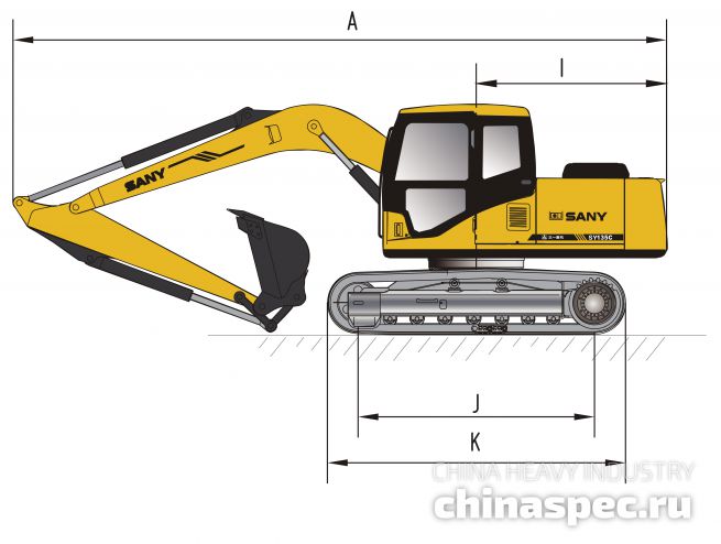 Размеры экскаватора SANY SY135C III