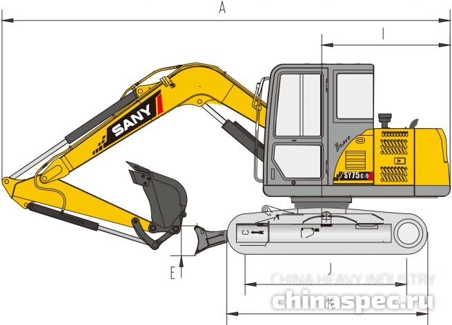 Размеры экскаватора SANY SY65C