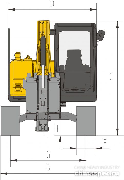 Размеры экскаватора SANY SY 65C