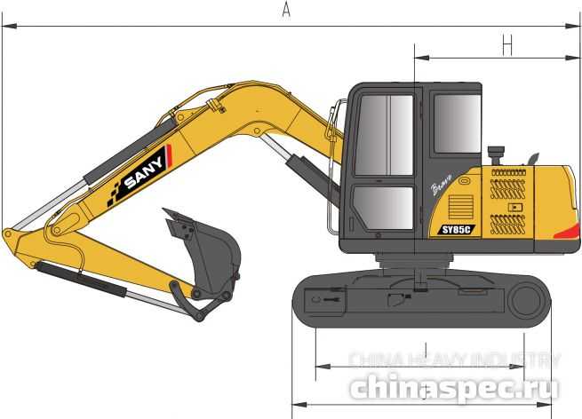 Увеличить Размеры экскаватора SANY SY85C