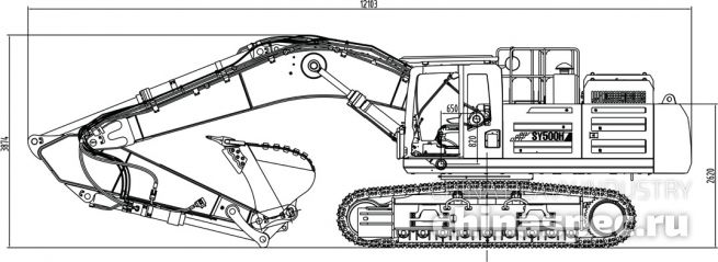 Размеры экскаватора SANY SY500H