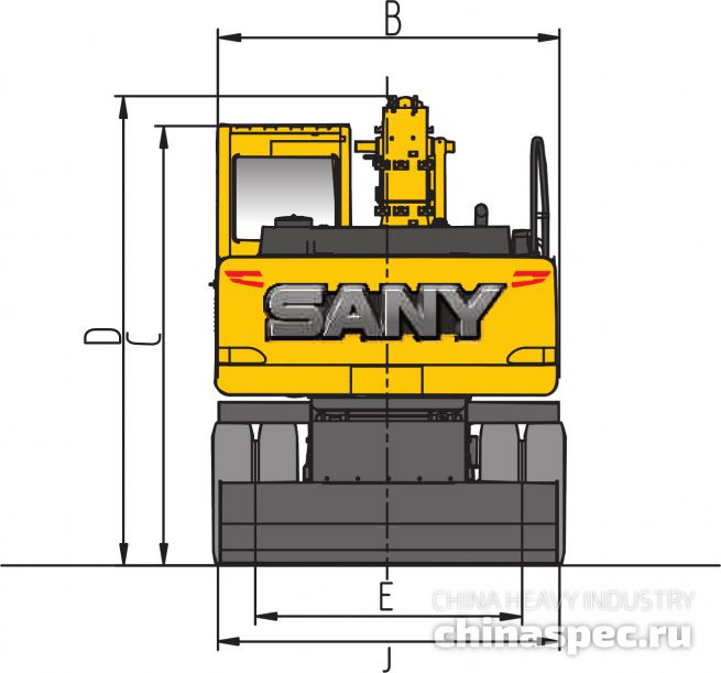 Размеры колесного экскаватора SANY SY155W