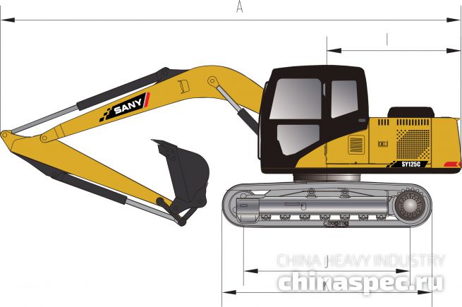 Размеры экскаватора SANY SY125C