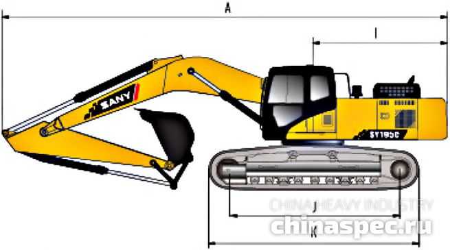 Размеры экскаватора SANY SY195C
