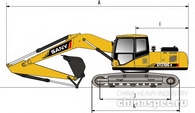 Размеры экскаватора SANY SY215C