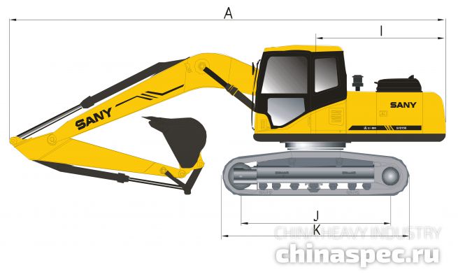 Размеры экскаватора SANY SY215C