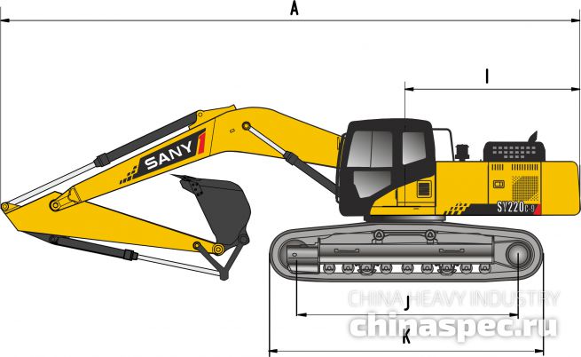 Размеры экскаватора SANY SY220C