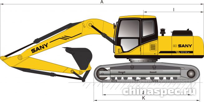 Размеры экскаватора SANY SY235CLC