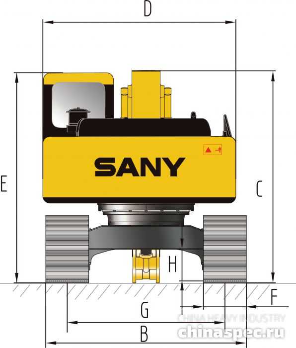 Размеры экскаватора SANY SY235CLC