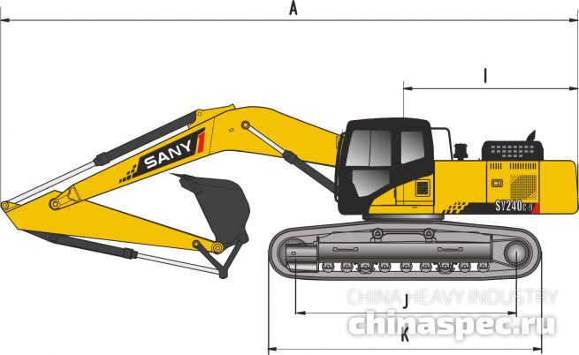 Размеры экскаватора SANY SY240C