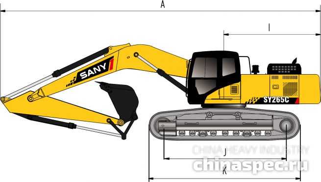 Размеры экскаватора SANY SY265C