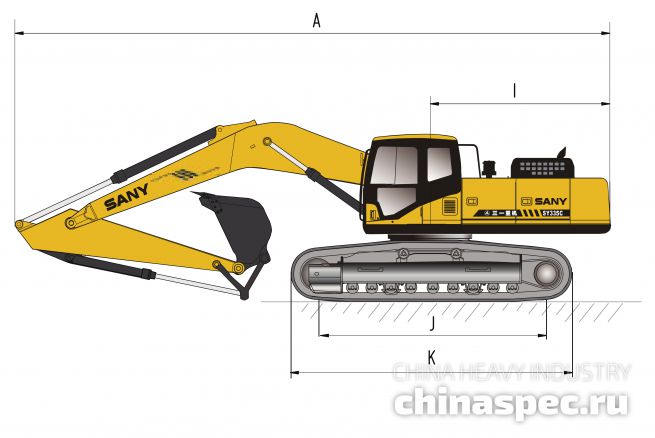 Размеры экскаватора SANY SY365C