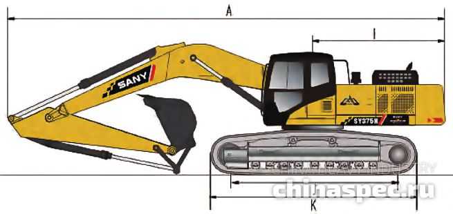 Размеры экскаватора SANY SY375H