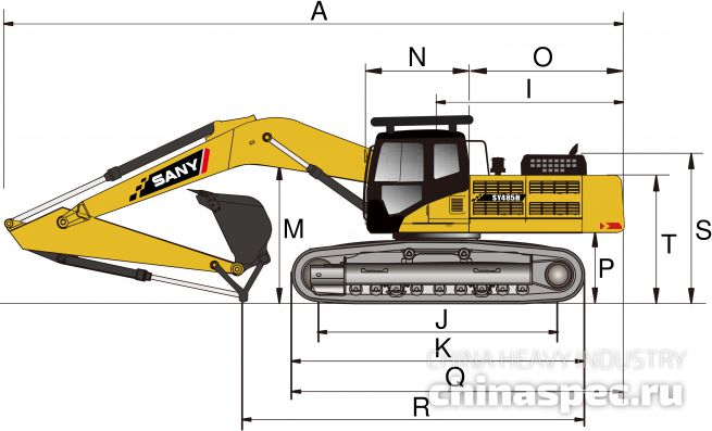 Размеры экскаватора SANY SY485H