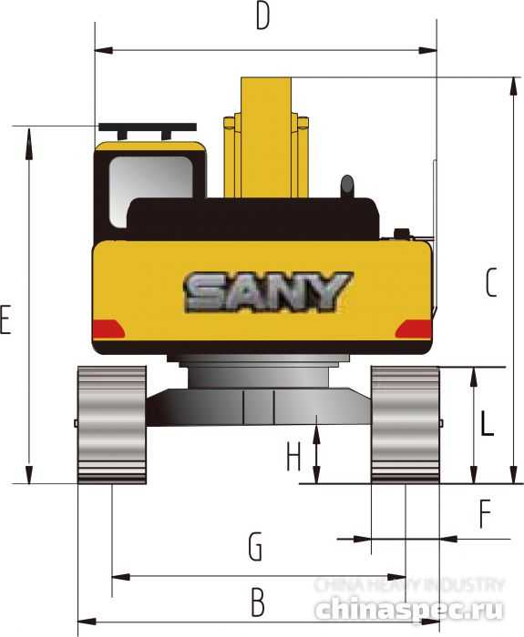 Размеры экскаватора SANY SY485H-10