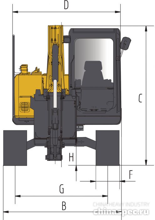 Размеры экскаватора SANY SY75C