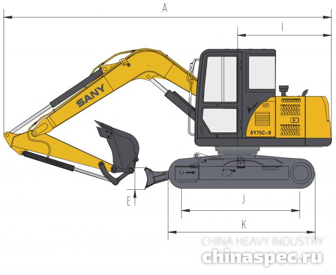 Размеры экскаватора SANY SY75C