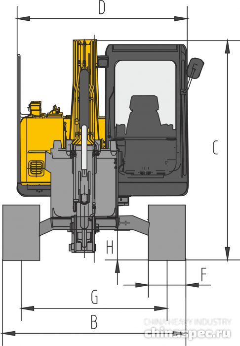 Размеры экскаватора SANY SY80C