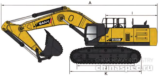 Размеры экскаватора SANY SY950H