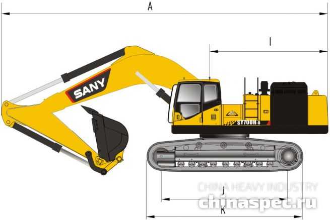 Размеры экскаватора SANY SY700H